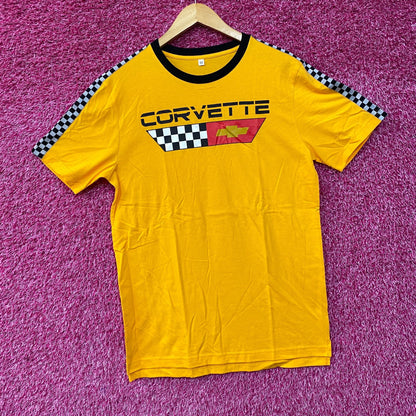 Corvette Checkered Pattern Yellow T-Shirt Medium