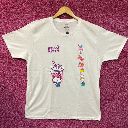 Sanrio Hello Kitty Boba Tea & Strawberry Milkshake T-Shirt Size XL