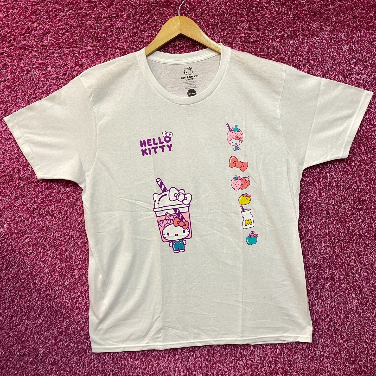 Sanrio Hello Kitty Boba Tea & Strawberry Milkshake T-Shirt Size XL