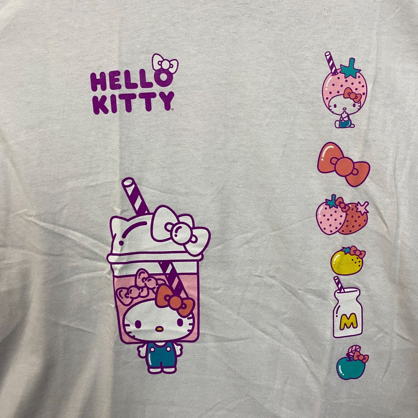 Sanrio Hello Kitty Boba Tea & Strawberry Milkshake T-Shirt Size XL