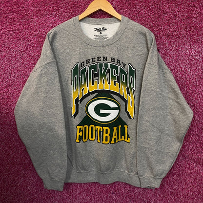 Junk Food Clothing Green Bay Packers Heathered Gray Crewneck Pullover Sweatshirt Large