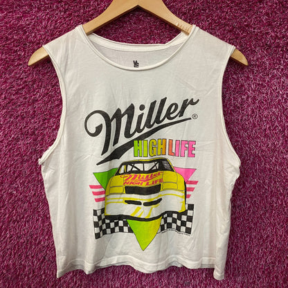 Miller High Life Yellow Cab Checkers Women's Cropped Muscle Tank Medium