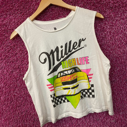 Miller High Life Yellow Cab Checkers Women's Cropped Muscle Tank Medium