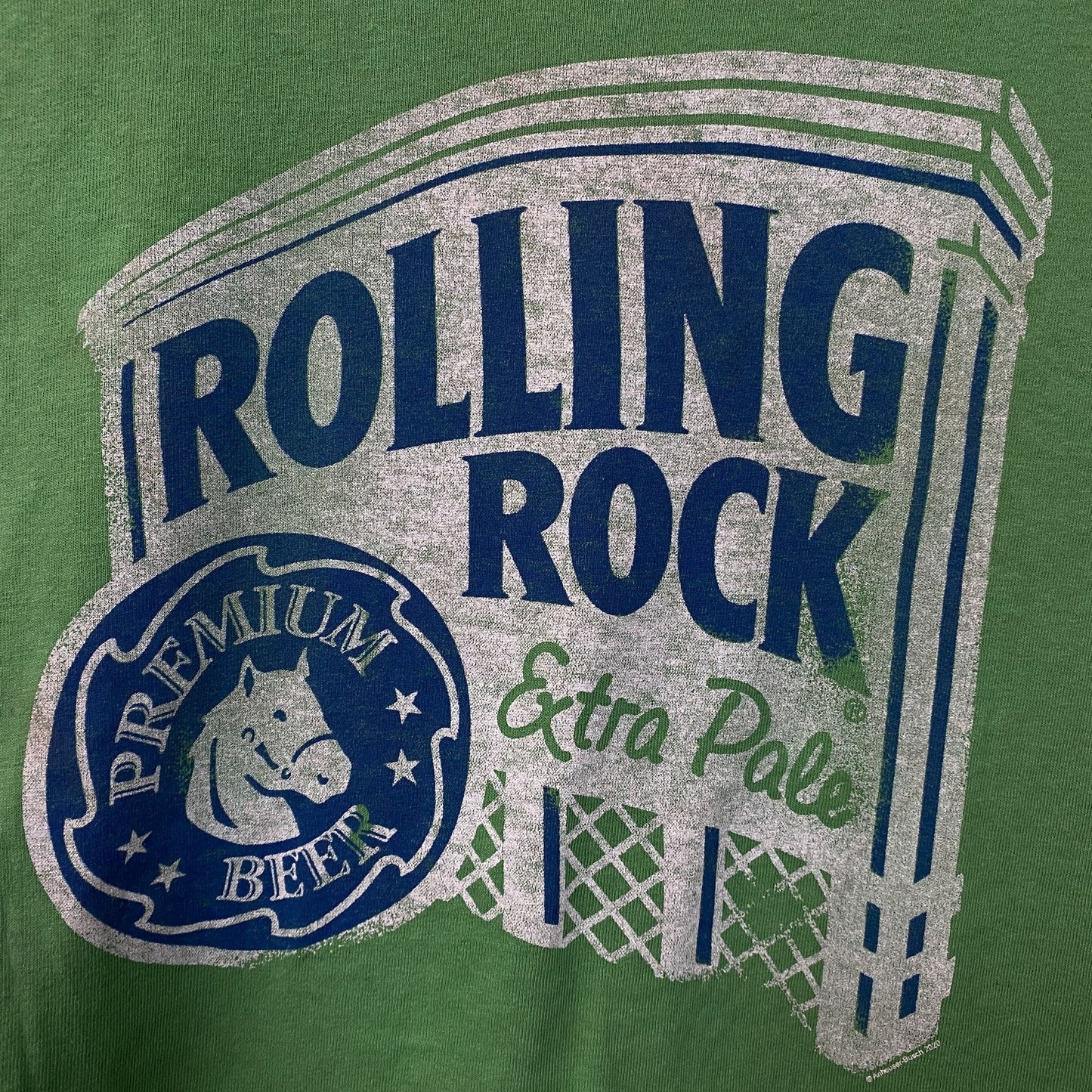 Rolling Rock Beer Classic Logo Distressed T-Shirt XL