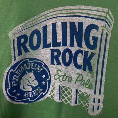 Rolling Rock Beer Classic Logo Distressed T-Shirt XL