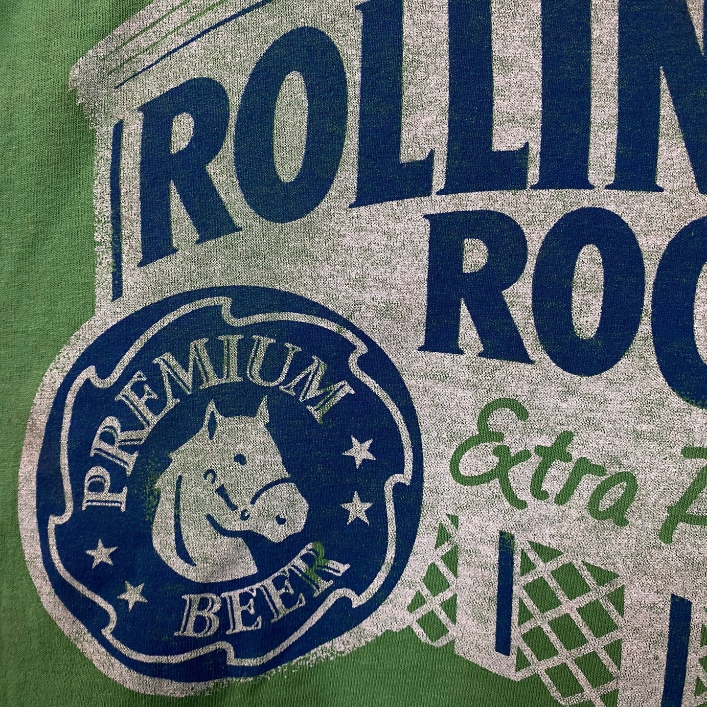 Rolling Rock Beer Classic Logo Distressed T-Shirt XL