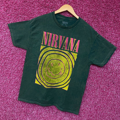 Nirvana Nevermind Album Dead Smiley Face Logo T-Shirt Large