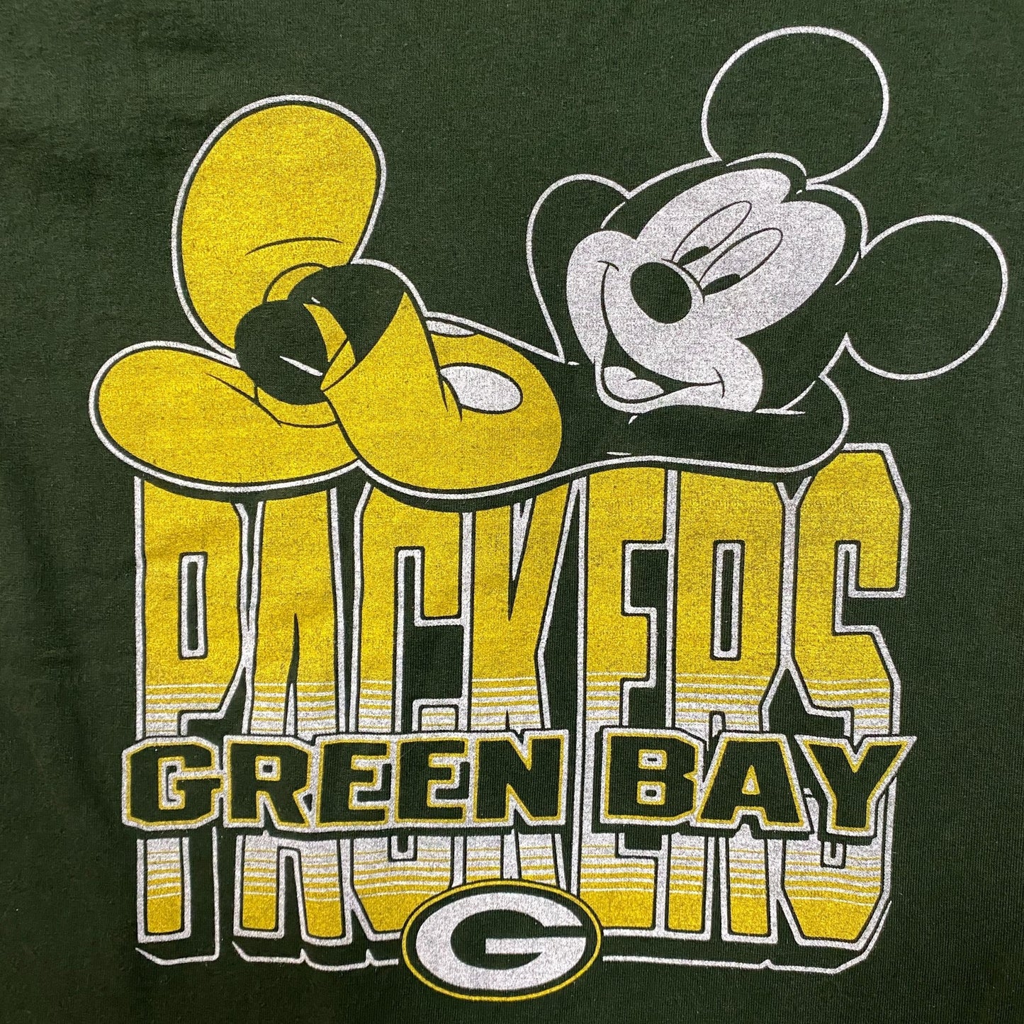 Disney x Junk Food NFL Green Bay Packers Mickey Mouse Kick Back Green Shirt XS