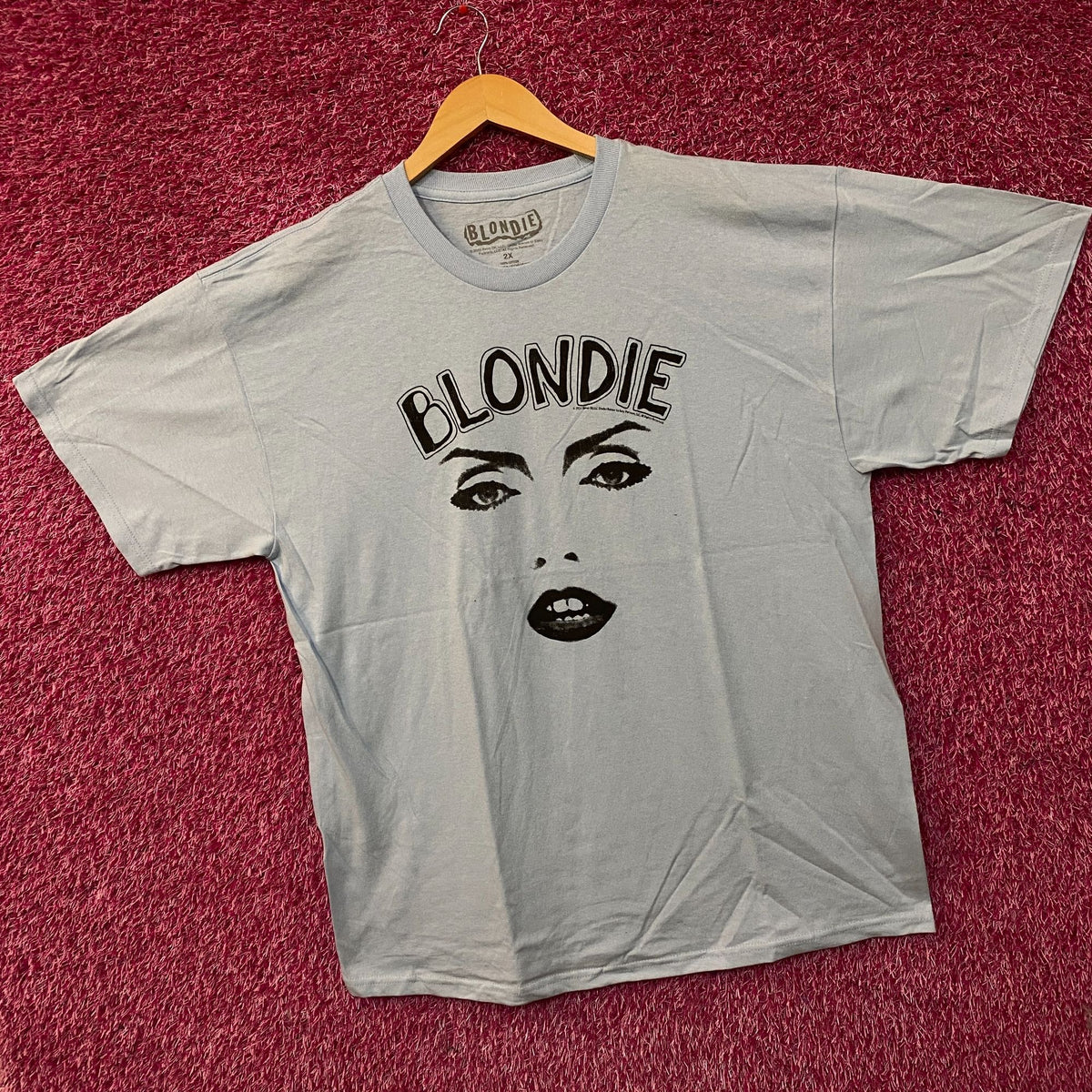 Blondie Parallel Lines Debbie Harry Face T-shirt Baby Blue 2X