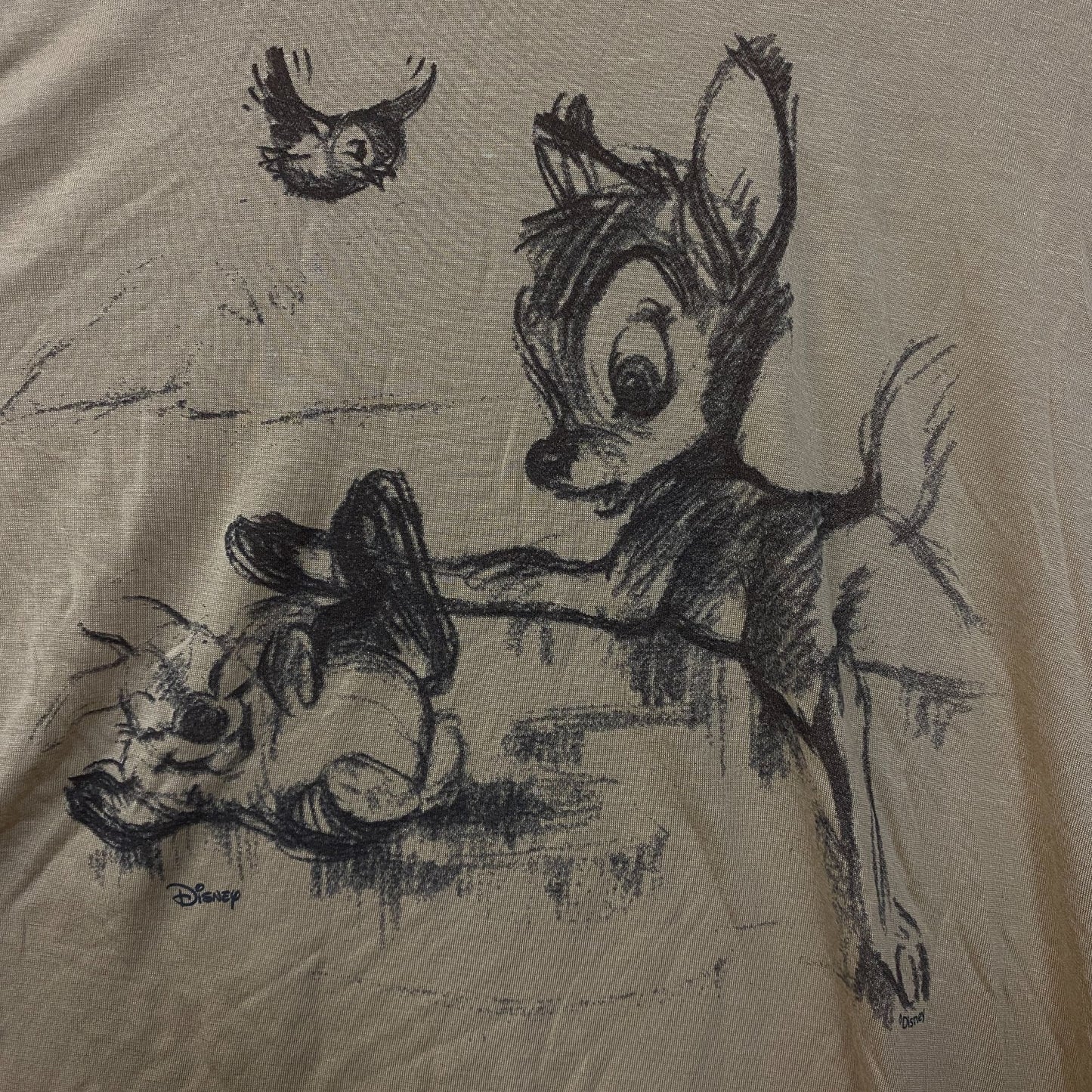 Disney Bambi Sketch Vintage Style Graphic Tissue Tee Small