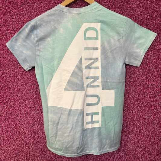 YG 4hunnid Big Logo blue tiedye Tee size small