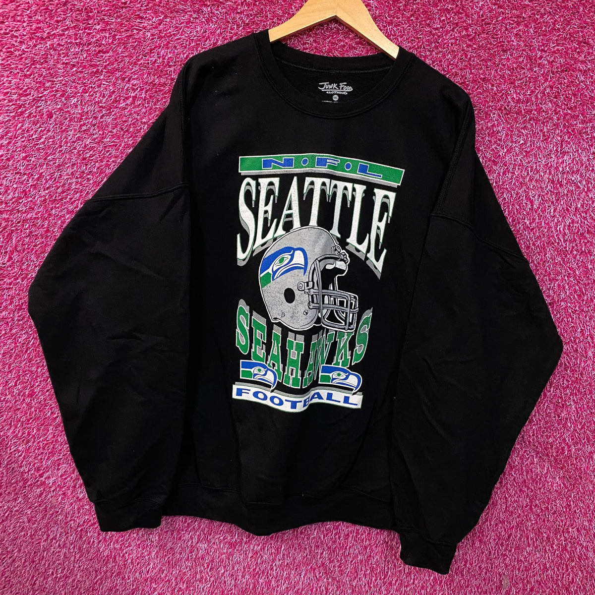 Junk Food Clothing NFL Seattle Seahawks Helmet Flea Market Crewneck Sweatshirt 2XL