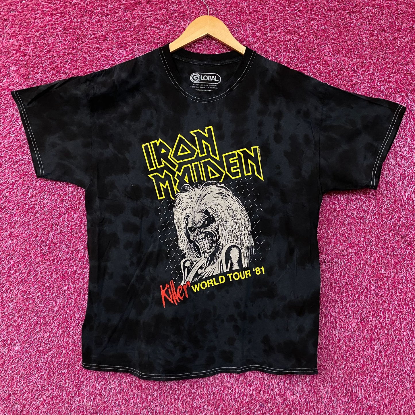 Iron Maiden Killer World Tour '81 Black Tie-Dye T-Shirt Medium