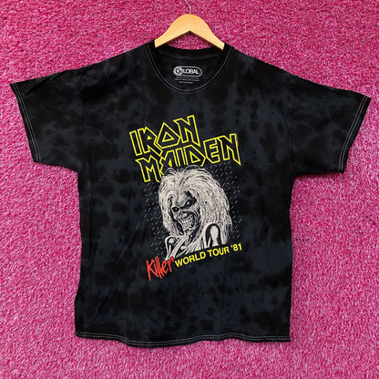 Iron Maiden Killer World Tour '81 Black Tie-Dye T-Shirt Medium