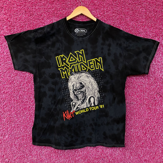 Iron Maiden Killer World Tour '81 Black Tie-Dye T-Shirt Medium