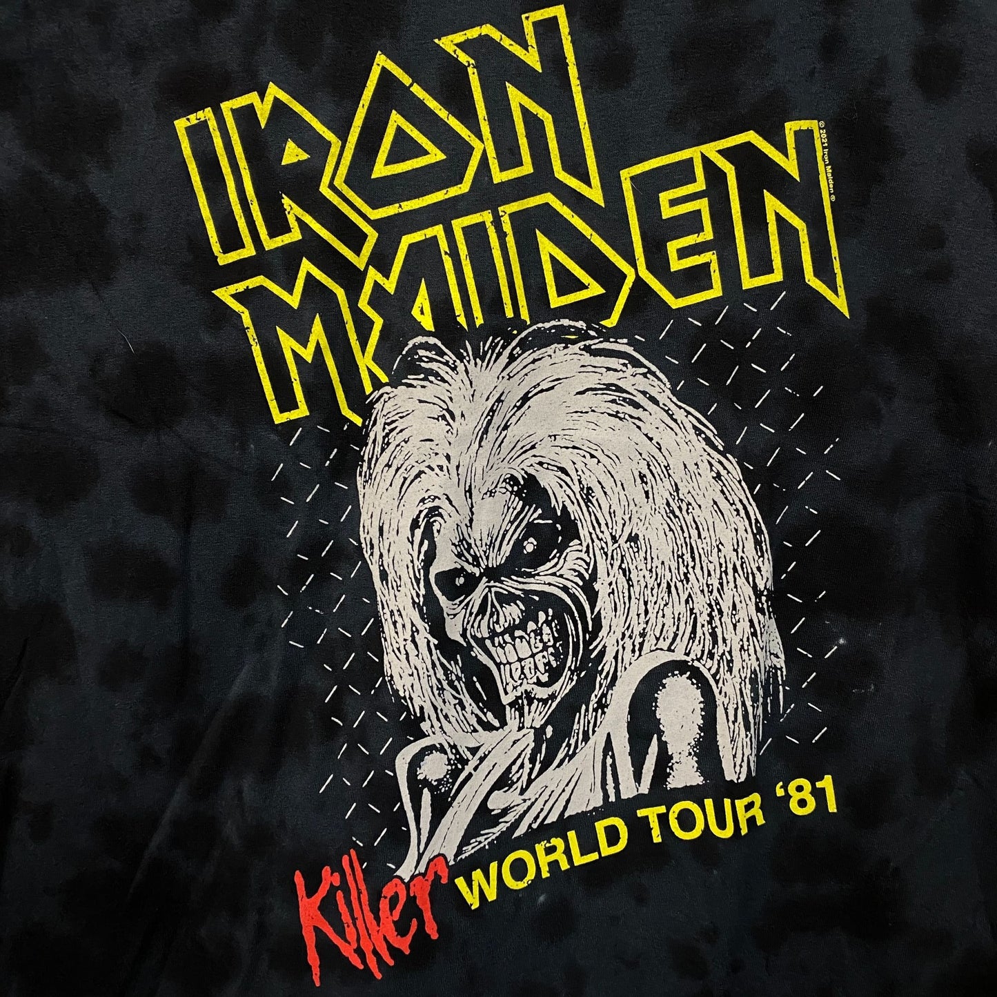Iron Maiden Killer World Tour '81 Black Tie-Dye T-Shirt Medium