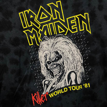 Iron Maiden Killer World Tour '81 Black Tie-Dye T-Shirt Medium