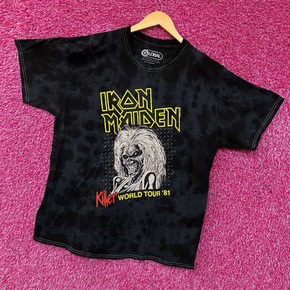 Iron Maiden Killer World Tour '81 Black Tie-Dye T-Shirt Medium