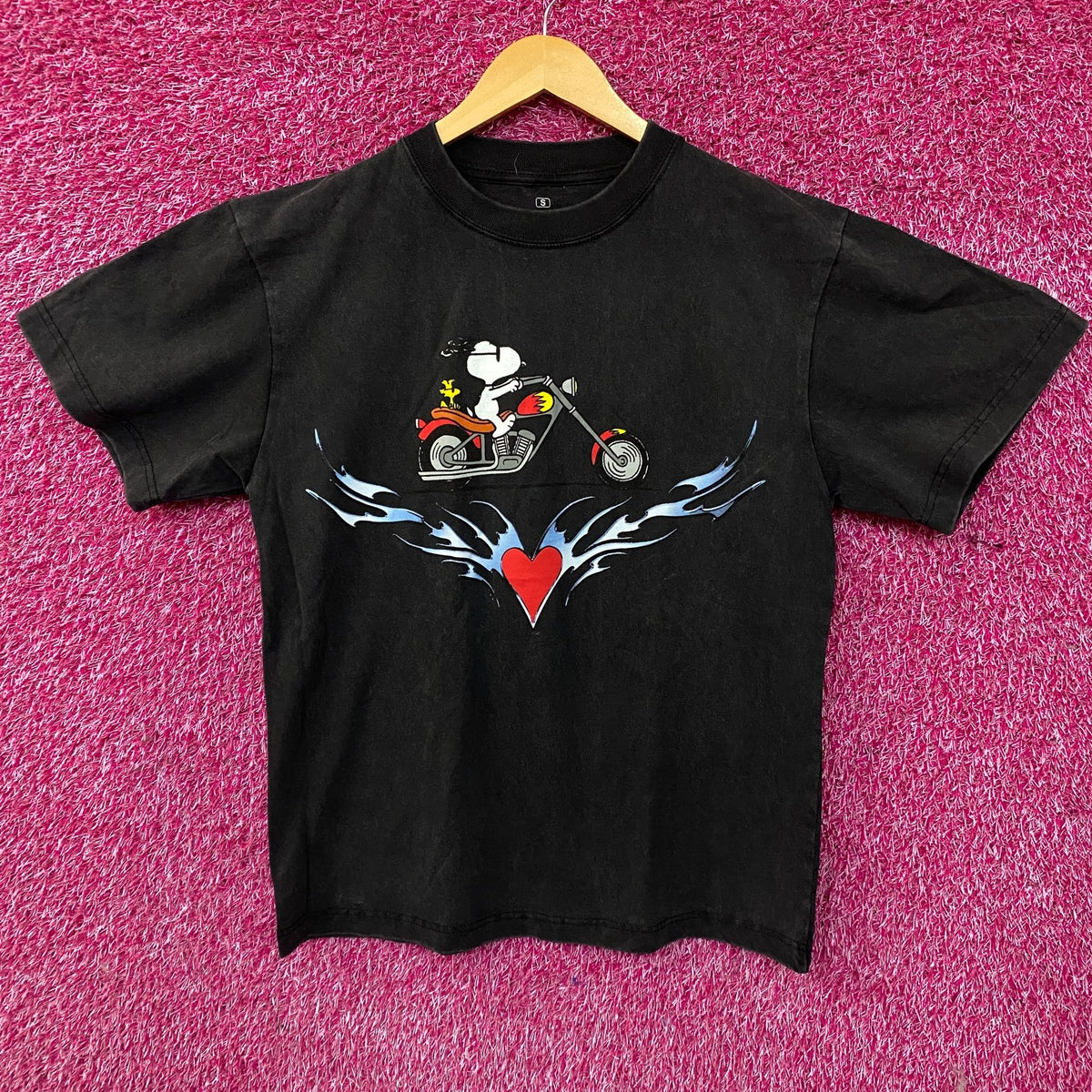 Peanuts Snoopy Motorcycle Graphic T-Shirt Small