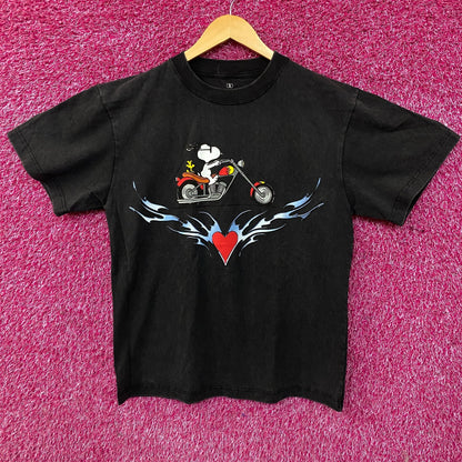 Peanuts Snoopy Motorcycle Graphic T-Shirt Small