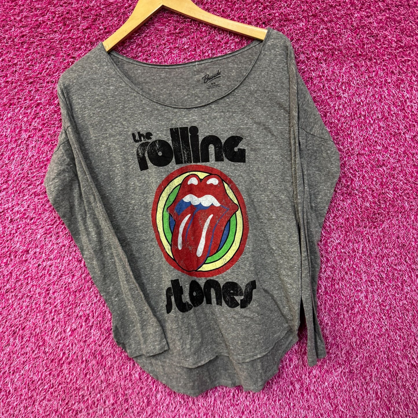 The Rolling Stones Hot Lips Rock Long Sleeve Scoopneck Top M