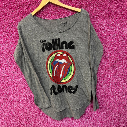 The Rolling Stones Hot Lips Rock Long Sleeve Scoopneck Top M