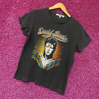 David Bowie Starman Womans Distressed Rock Tshirt size XS