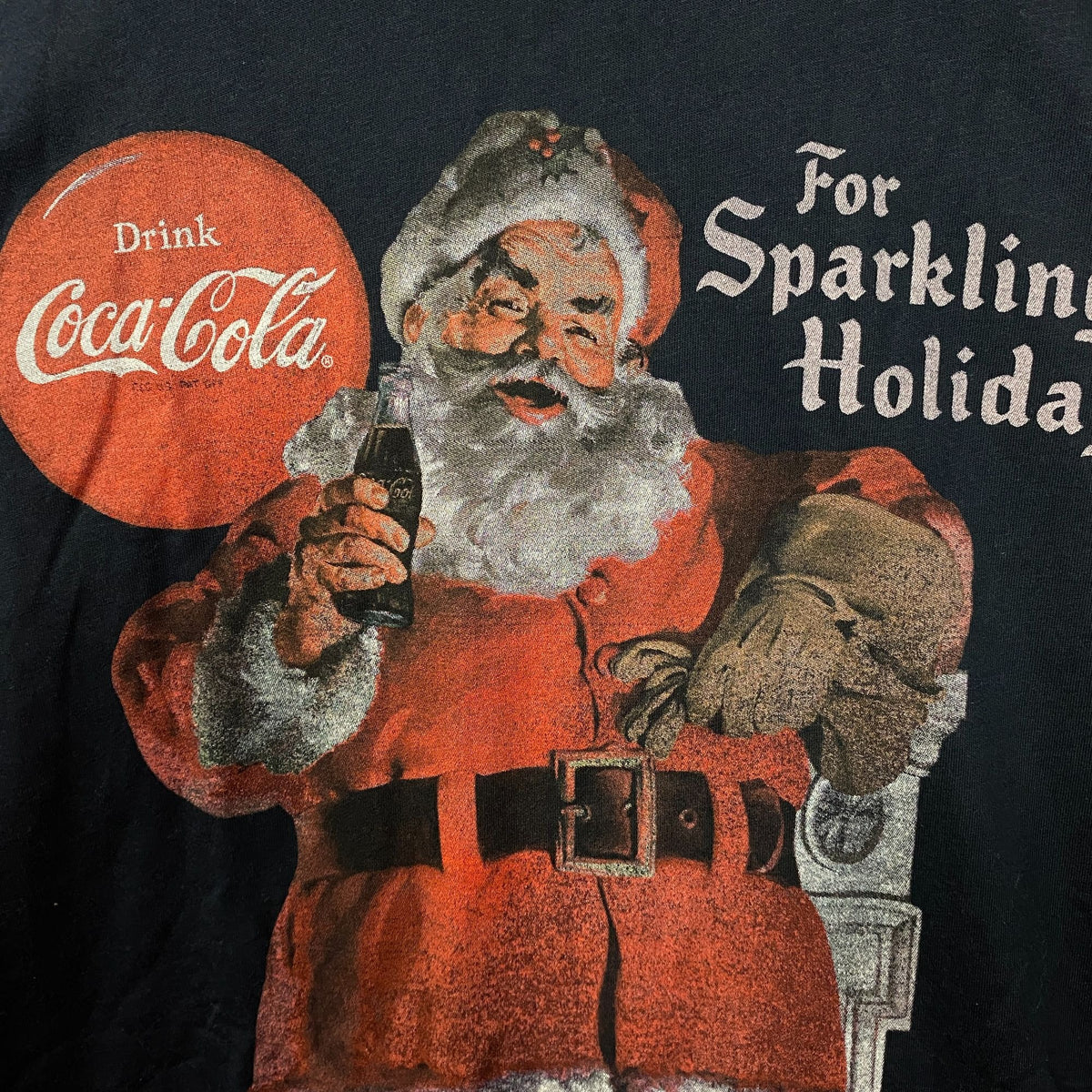 Coca-Cola For Sparkling Holidays Santa Graphic T-Shirt Small