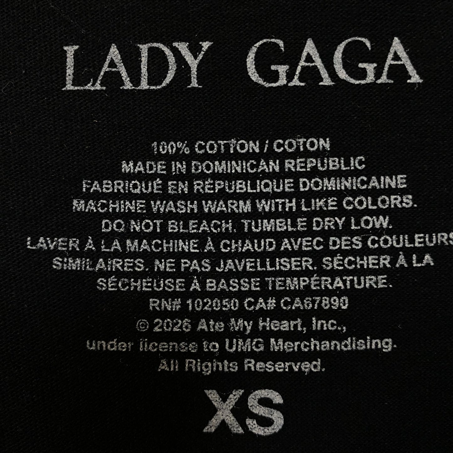 Lady Gaga Black & White Portrait Graphic T-Shirt XS