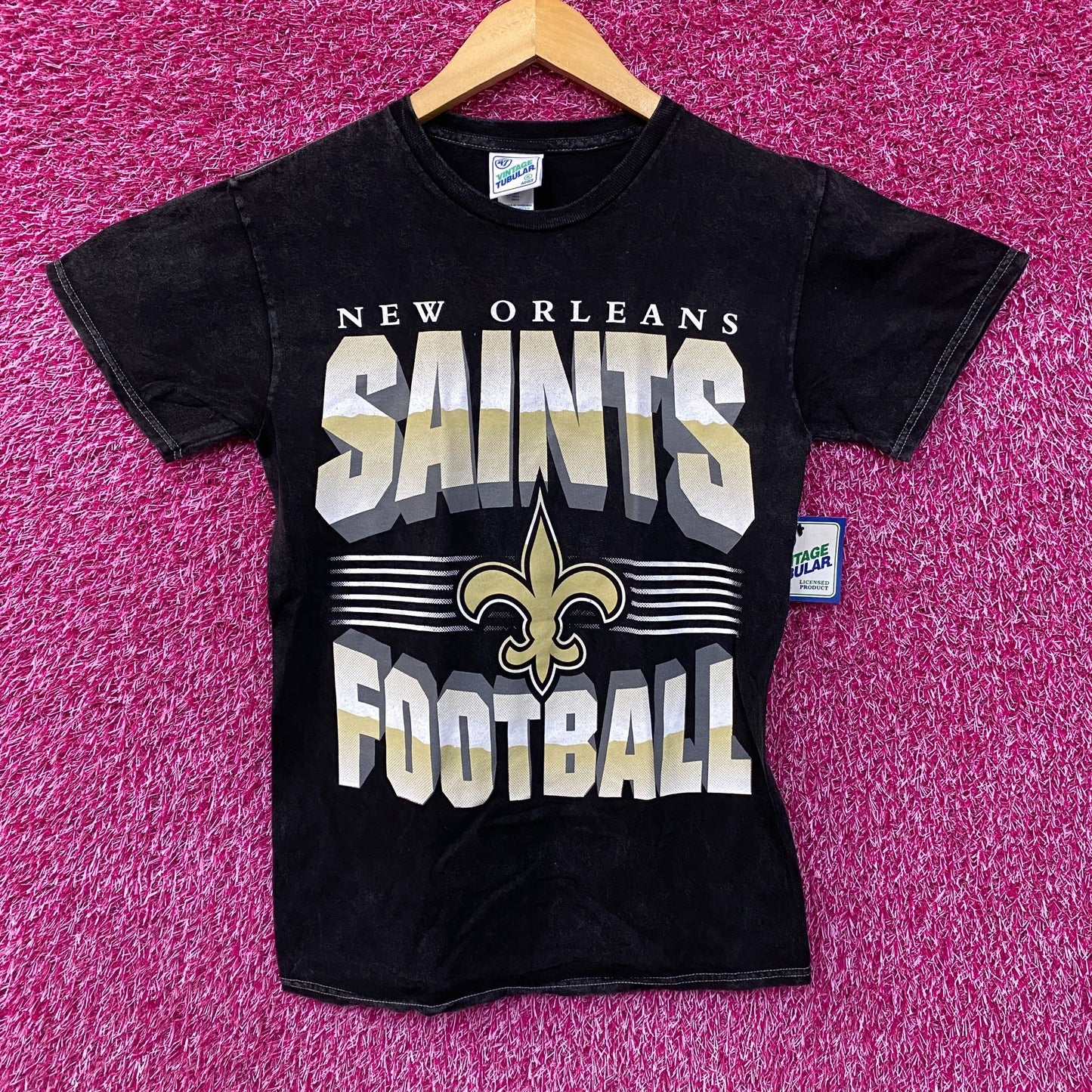 NFL New Orleans Saints Football Fluer-De-Lis Logo Vintage Style T-Shirt Small