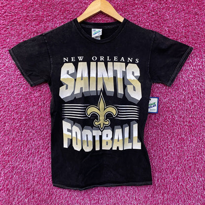 NFL New Orleans Saints Football Fluer-De-Lis Logo Vintage Style T-Shirt Small