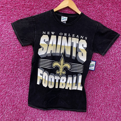 NFL New Orleans Saints Football Fluer-De-Lis Logo Vintage Style T-Shirt Small