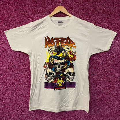 No Fear Biohazard Skulls, Snakes & Flames Graphic T-Shirt Large