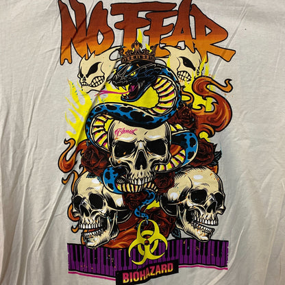 No Fear Biohazard Skulls, Snakes & Flames Graphic T-Shirt Large