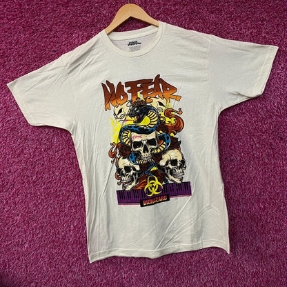 No Fear Biohazard Skulls, Snakes & Flames Graphic T-Shirt Large