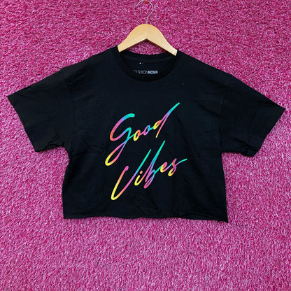 Fashion Nova Good Vibes Only Graphic Crop T-Shirt Medium