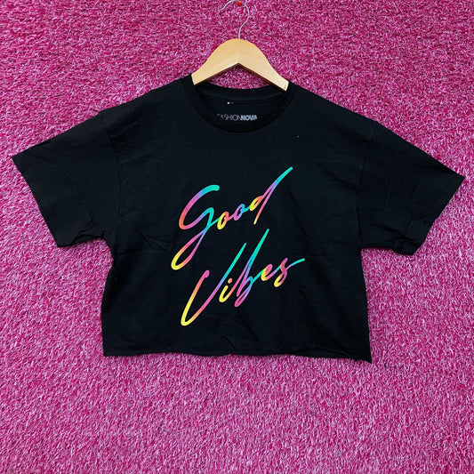 Fashion Nova Good Vibes Only Graphic Crop T-Shirt Medium