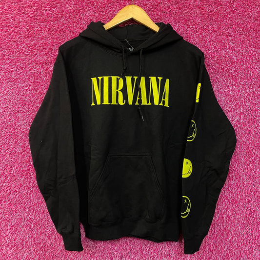 Nirvana Nevermind Dead Smiley Logo Grunge Band Graphic Hoodie Small