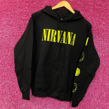 Nirvana Nevermind Dead Smiley Logo Grunge Band Graphic Hoodie Small