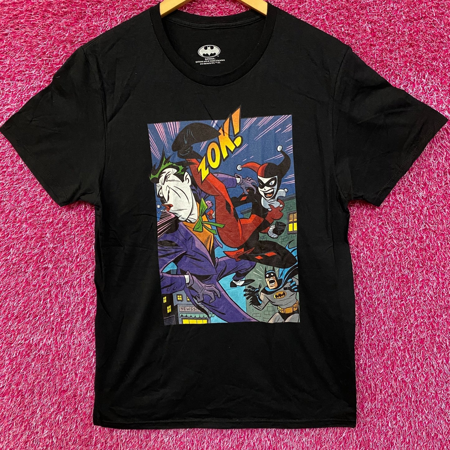 DC Comics Batman The Joker Harley Quinn Kick Black T-Shirt Small