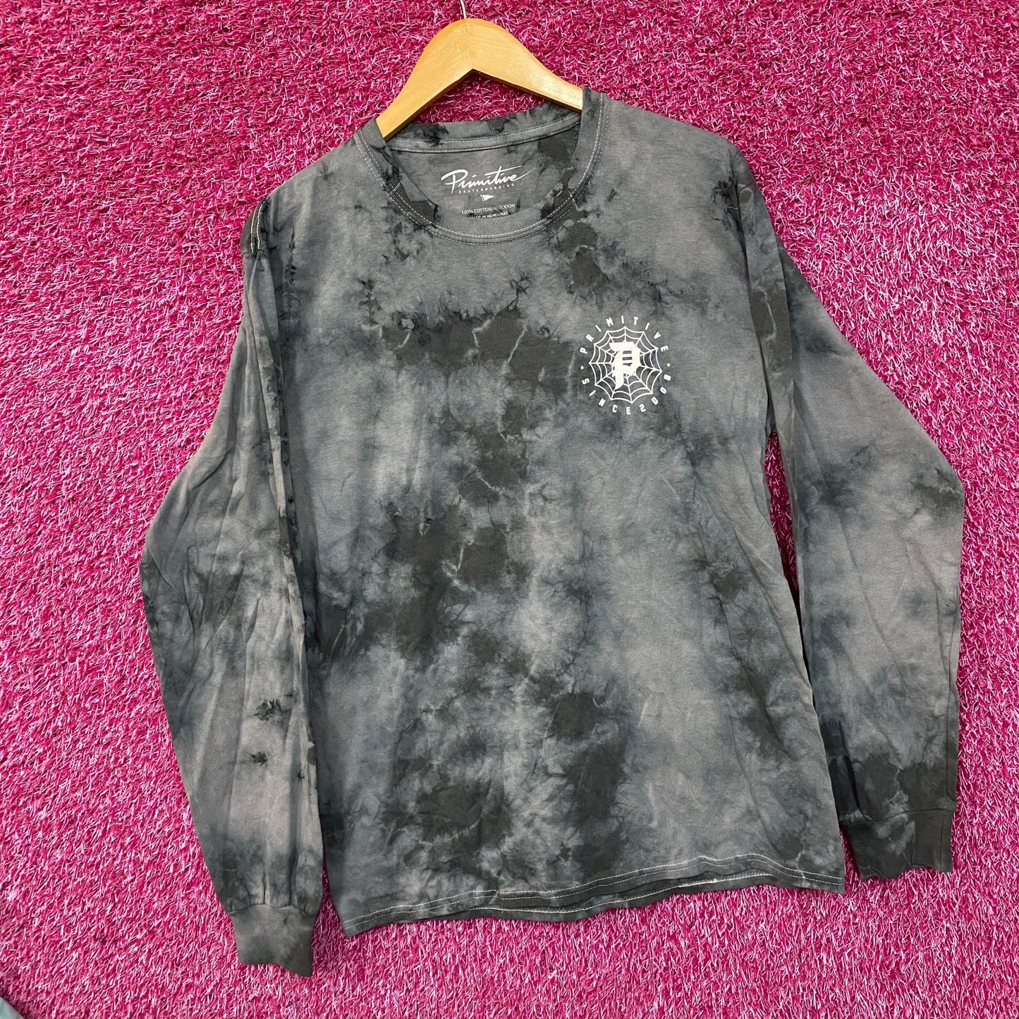 Primitive Spiderweb Tie Dye Long Sleeve T-Shirt Small