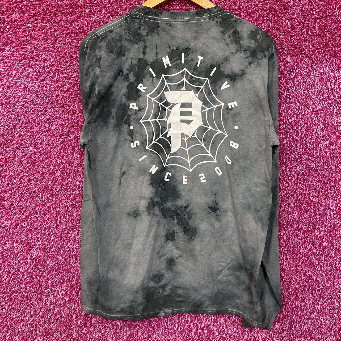 Primitive Spiderweb Tie Dye Long Sleeve T-Shirt Small