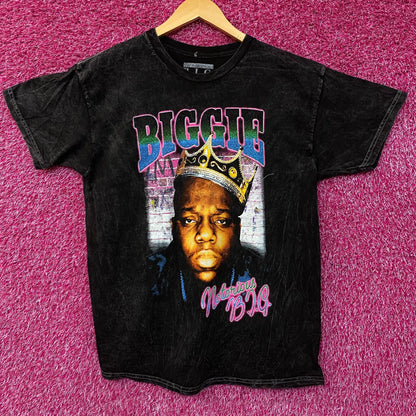 Biggie Smalls Crown King of New York Graphic Mineral Wash T-Shirt Large