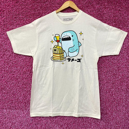 Samezu Tiger Shark Yummy Pancakes Kawaii Graphic Design T-Shirt Large