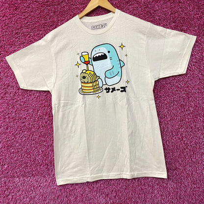 Samezu Tiger Shark Yummy Pancakes Kawaii Graphic Design T-Shirt Large