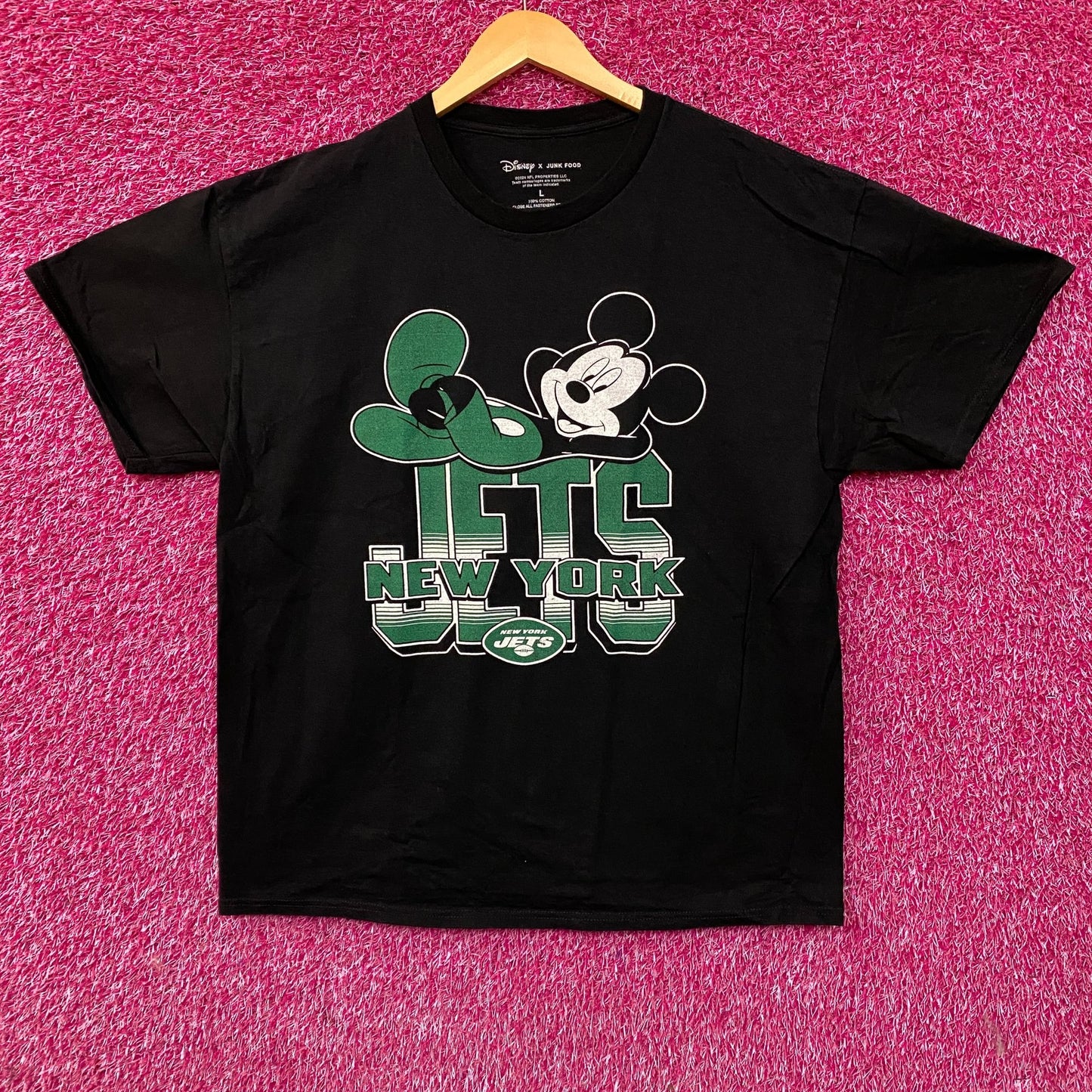 Junk Food x NFL Disney Mickey Mouse Kick Back New York Jets Shirt Large