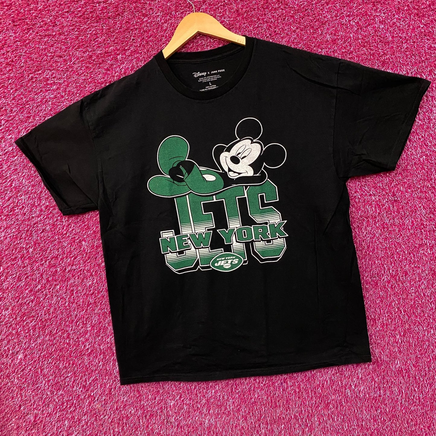 Junk Food x NFL Disney Mickey Mouse Kick Back New York Jets Shirt Large