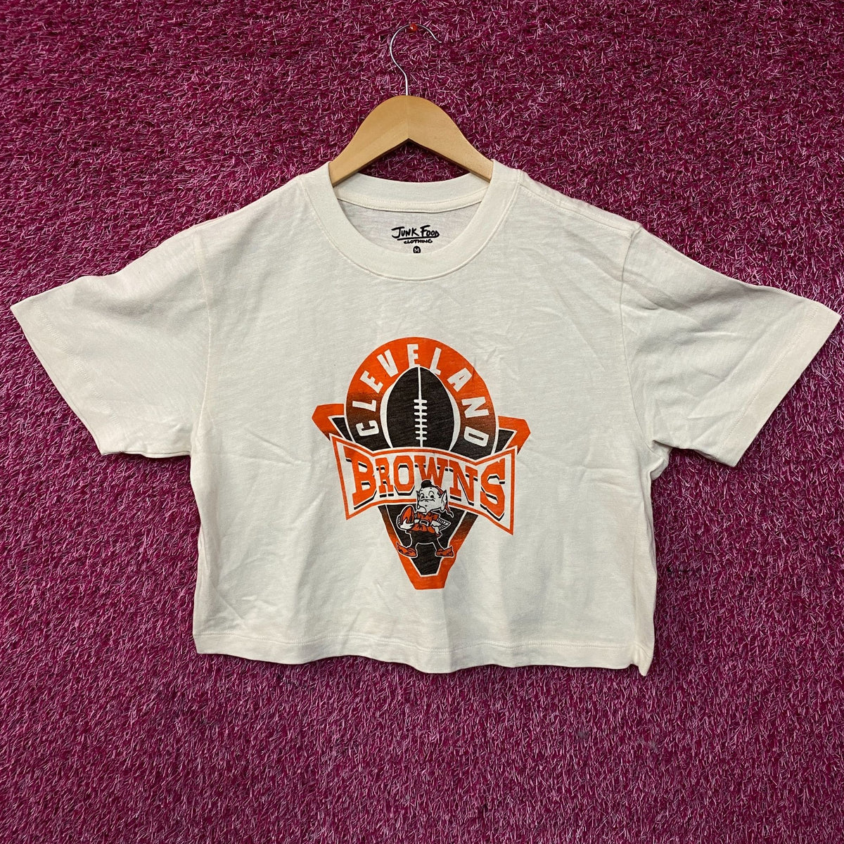 Junk Food Clothing Women's NFL Cleveland Browns Mock Neck Crop Tee Medium