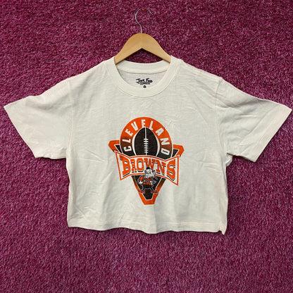 Junk Food Clothing Women's NFL Cleveland Browns Mock Neck Crop Tee Medium