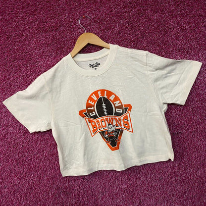 Junk Food Clothing Women's NFL Cleveland Browns Mock Neck Crop Tee Medium